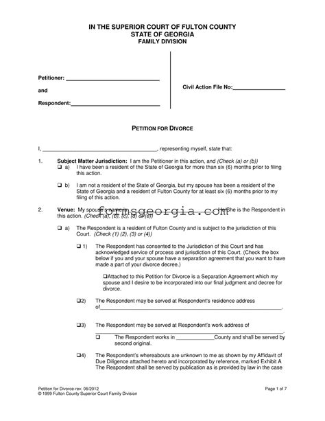 georgia divorce forms