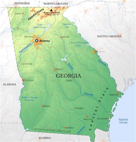 georgia map of physical features