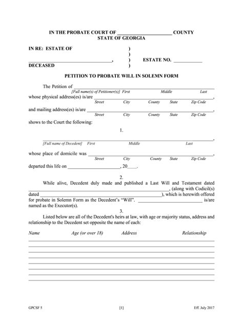 georgia probate forms