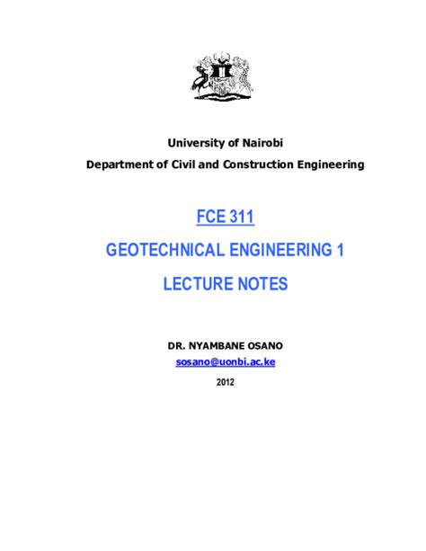 Read Online Geotechnical Engineering Lecture Notes Antikaore 