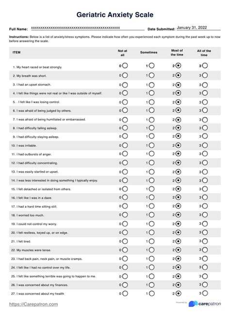 geriatric anxiety inventory