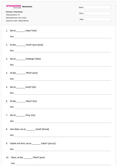 german 1 final exam