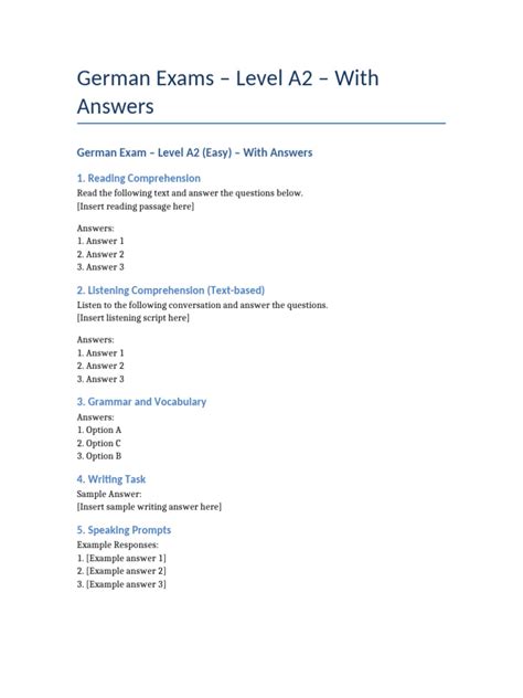 german a2 exam papers with answers