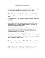 Germanna Drug Dosage Practice Problems Answers