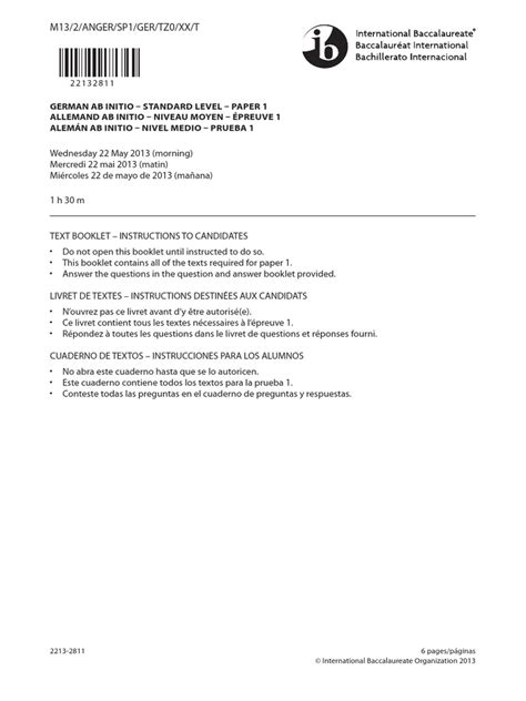 Download Germany Ab Initio Paper 1 2013 Markscheme 