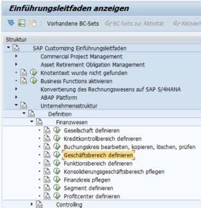 geschäftsbereich ableitung sap