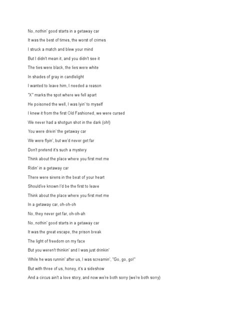 Getaway Car Lyrics