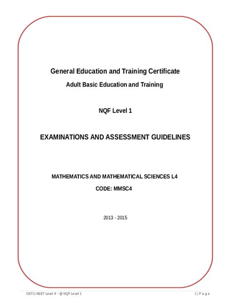 Read Online Getc Abet Level 4 Examination Guidelines 