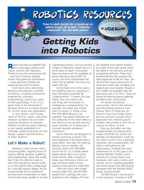 Full Download Getting Kids Into Robotics Servo Magazine 