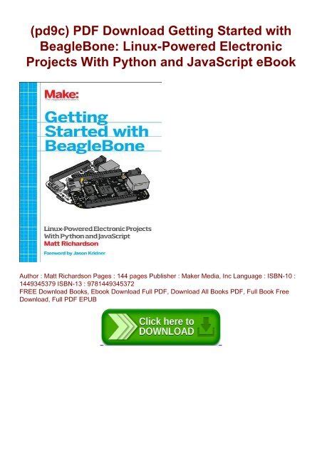 Read Online Getting Started With Beaglebone Linux Powered Electronic Projects With Python And Javascript By Matt Richardson 2013 Paperback 