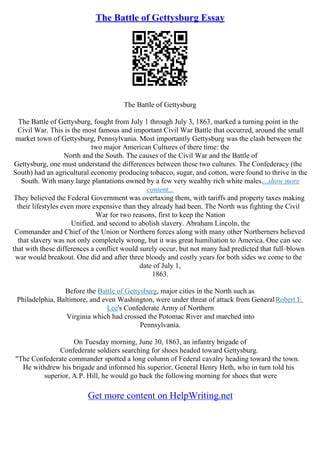 gettysburg dbq essay