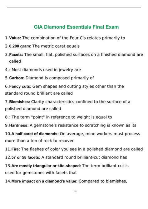 gia diamond final examination