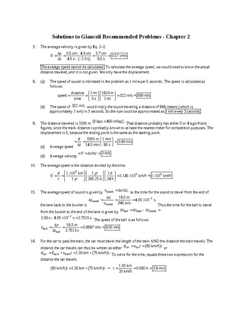 Read Giancoli Physics Solutions Chapter 2 