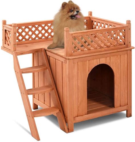 Giantex Pet Dog House Wooden Dog Room Shelter Dog House For Balcony - Dog House For Balcony
