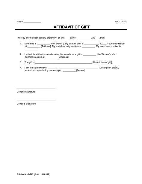 gift of equity affidavit form