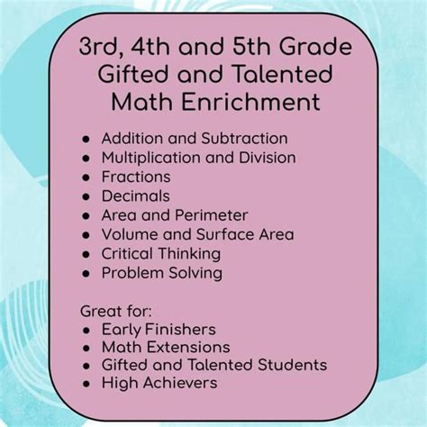gifted independent math projects 3rd grade