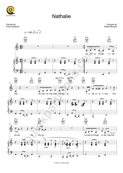 Gilbert Becaud Natalie Notes For Piano