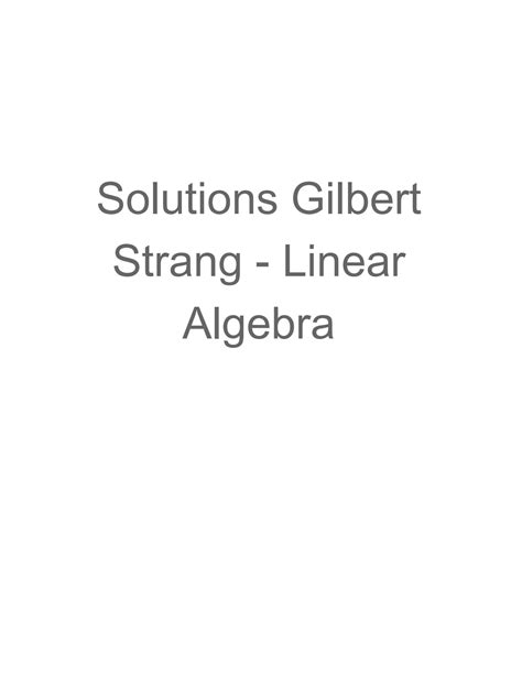 Read Online Gilbert Strang Linear Algebra Solutions 