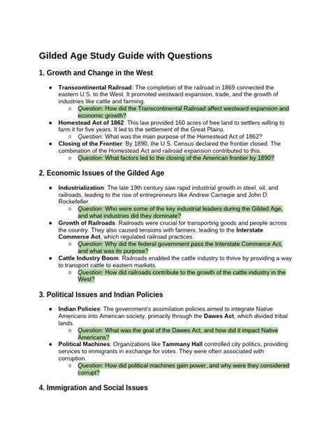 Read Online Gilded Age Study Guide 