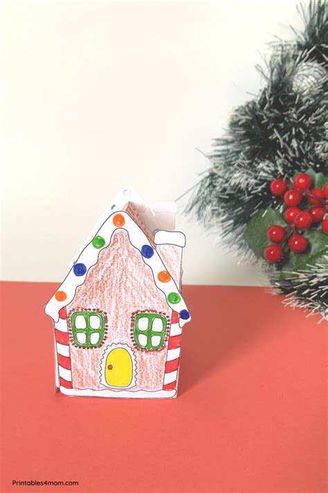 Gingerbread House Craft From Paper Free Printable Template Paper Gingerbread House Template - Paper Gingerbread House Template
