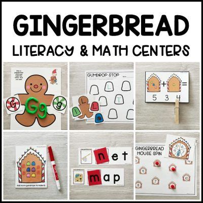 Gingerbread Literacy Amp Math Centers Modern Preschool Math Center Preschool - Math Center Preschool