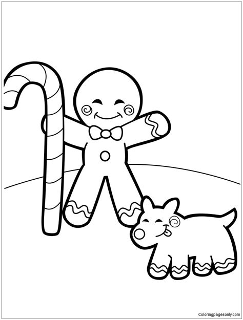 Gingerbread Man And A Cookie Dog Coloring Page Gingerbread Cookies Coloring Pages - Gingerbread Cookies Coloring Pages