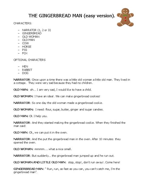 Gingerbread Man Play Script For Kids