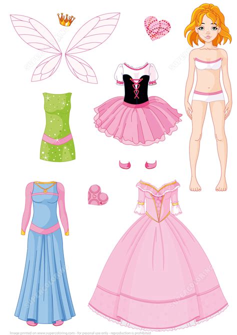 Girl Paper Doll With Princess Dresses Super Coloring Princess Paper Dolls Coloring Pages - Princess Paper Dolls Coloring Pages