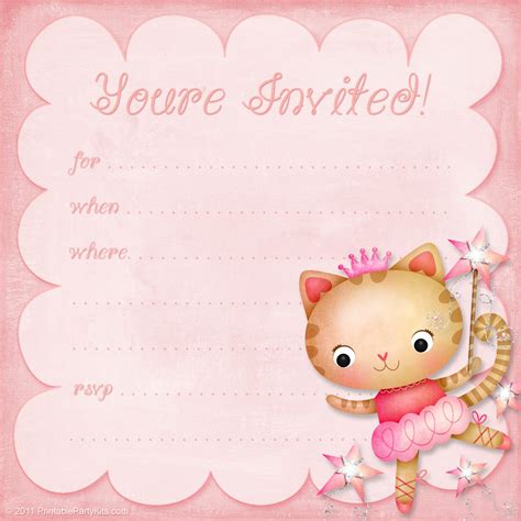 Girls Birthday Invitations Templates For Cards