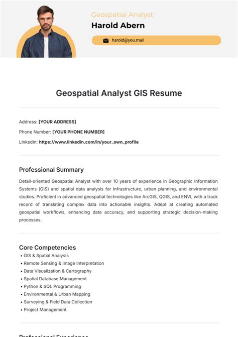 gis analyst biography template