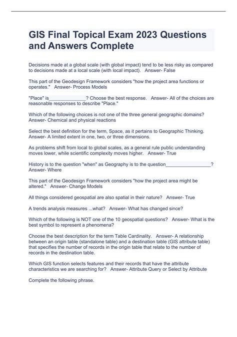 gis exam question and answer