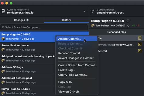 Github Desktop Amend Commit