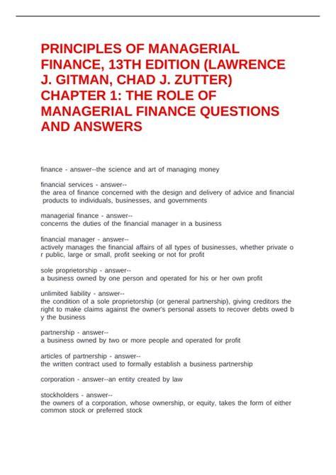 gitman financial management 13 edition