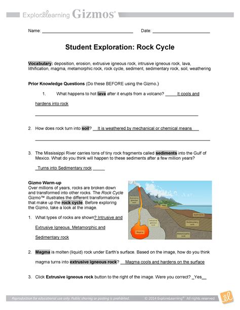 Gizmo Rock Cycle Answer Key