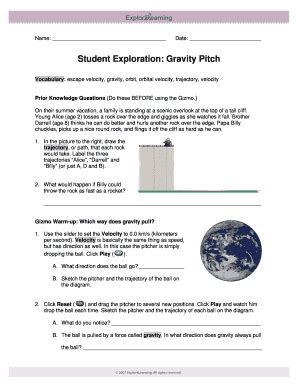 Read Gizmo Answer Key Gravity Pitch 