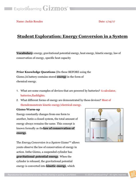 Read Online Gizmo Energy Conversion In A System Answers 
