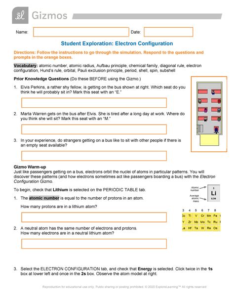 Gizmos Electron Configuration