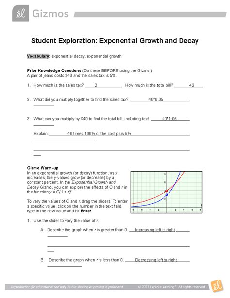 gizmos introduction to exponential functions answers