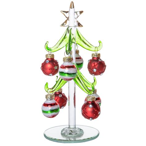 Glass Christmas Tree With Ornaments Miniature