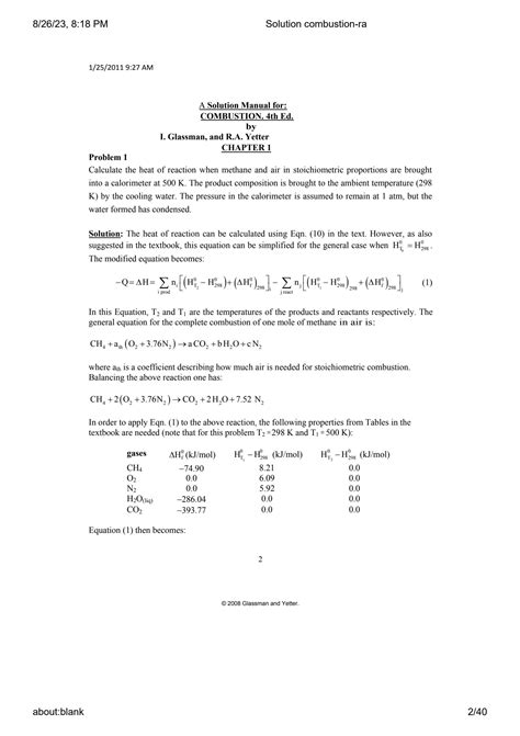 Glassman Combustion Solution Manual