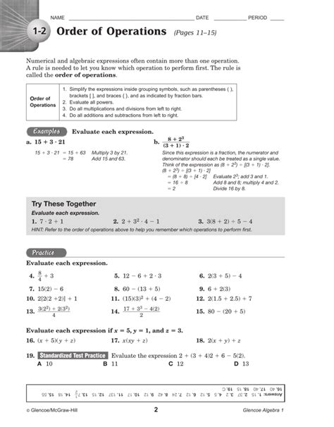 Glencoe Algebra 1 Answers Chapter 8
