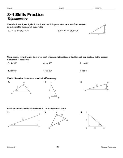 glencoe geometry chapter 8 quiz 1 answers