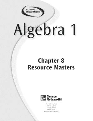 Full Download Glencoe Algebra 1 Chapter 8 Resource Masters 