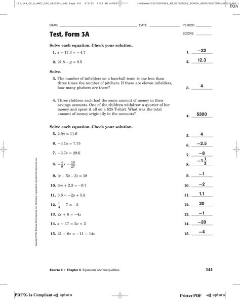 Full Download Glencoe Algebra 2 Chapter 6 Test 