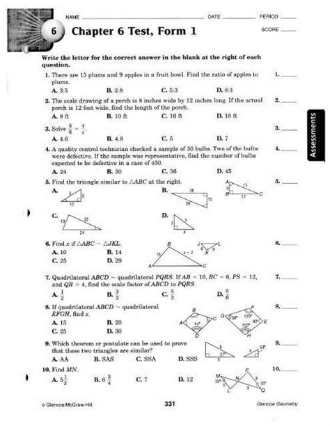 Read Glencoe Geometry Chapter 1 Test Form Answers Arcbc 