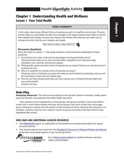 Full Download Glencoe Health Student Workbook Answer Key 