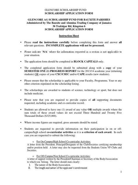 Glencore Bursaries 2015 Application Form