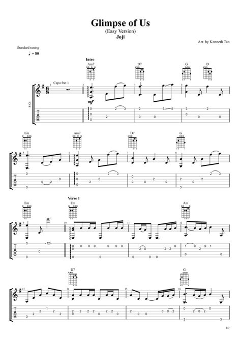 Glimpse Of Us Chords