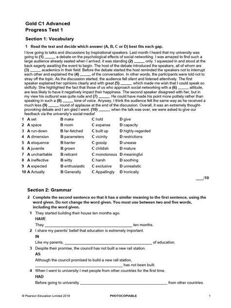 global advanced progress test 1
