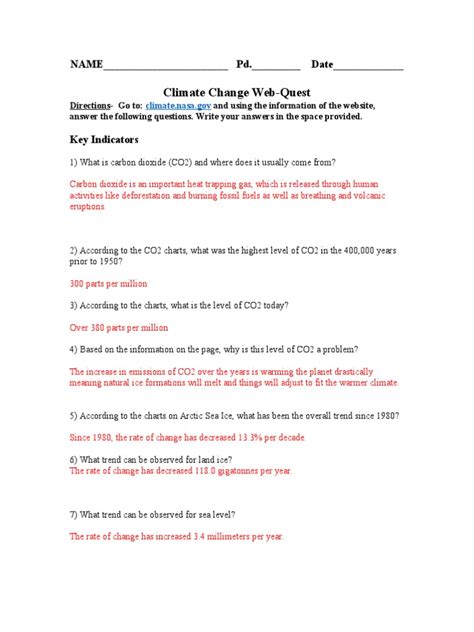 Global Climate Change Webquest